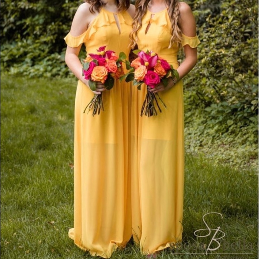 BCBG Halter Cold Shoulder Long Dress Maxi Formal